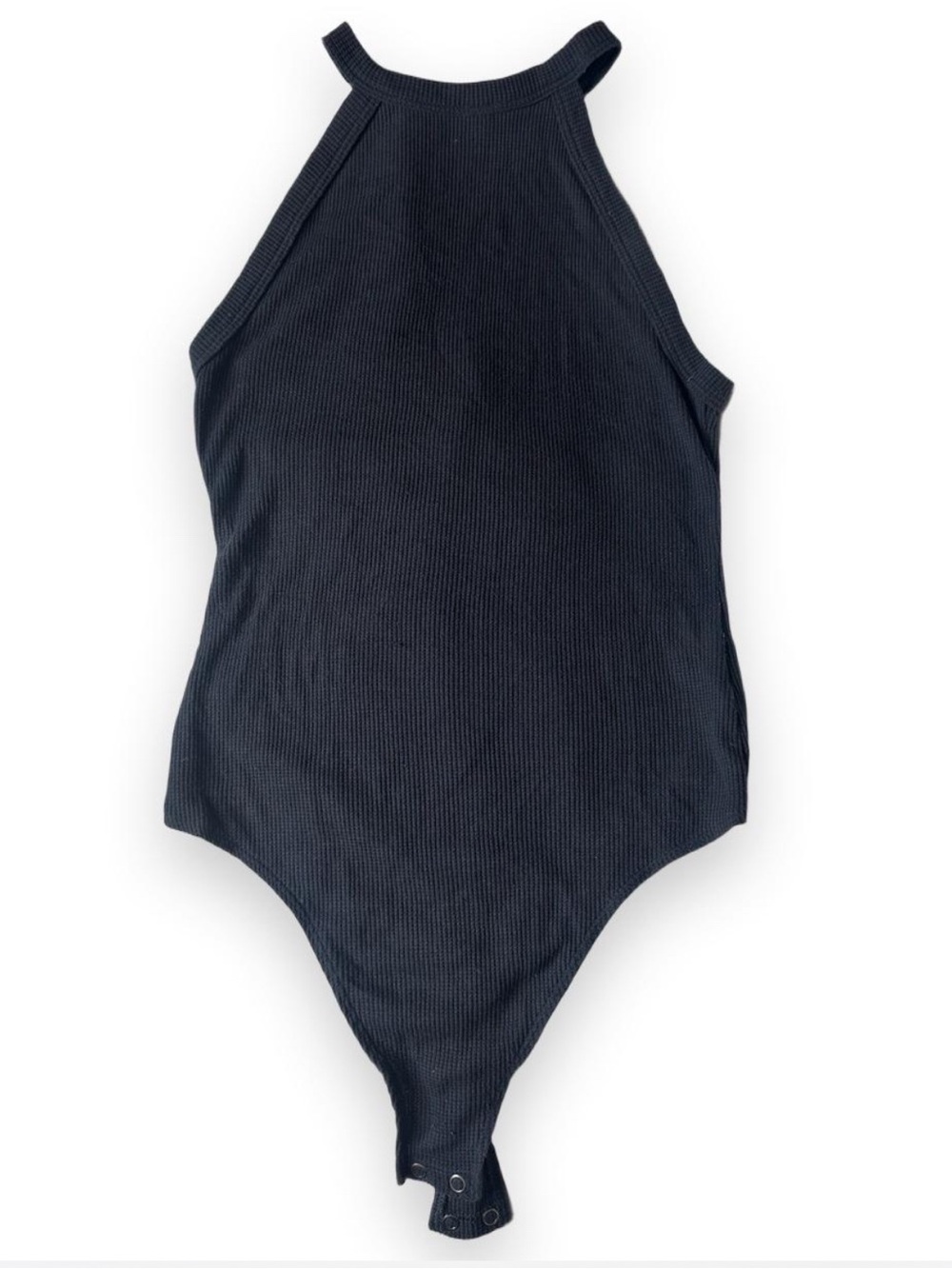 💜 American Eagle Racerback Waffle Knit Black Bodysuit (S)
